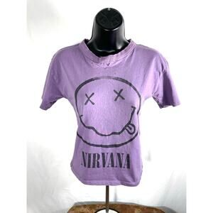Nirvana Kids Purple Smiley Face T-Shirt Sz 8 | Grunge Tee